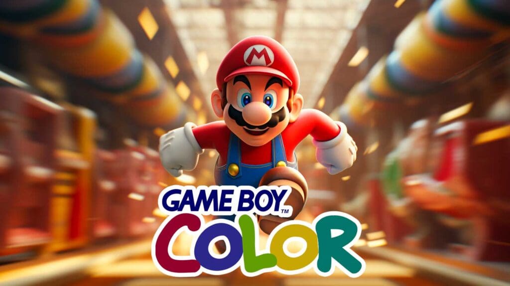 Game Boy Color logo over a running Mario
