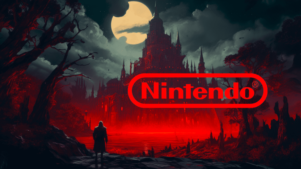 Nintendo logo over spooky Castlevania scene