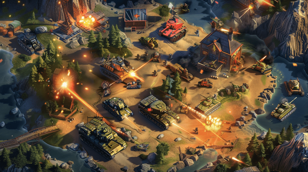 Artistic depiction of a war strategy game