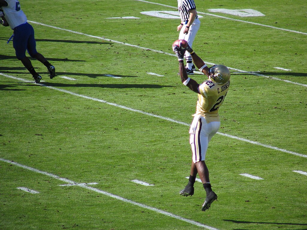 Calvin Johnson catching a pass for the Georgia Tech Yellow Jackets