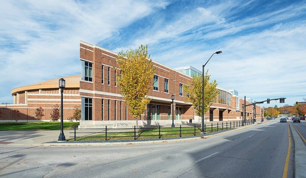 Mackey Arena, located on the north side of Purdue University's campus in West Lafayette, Indiana