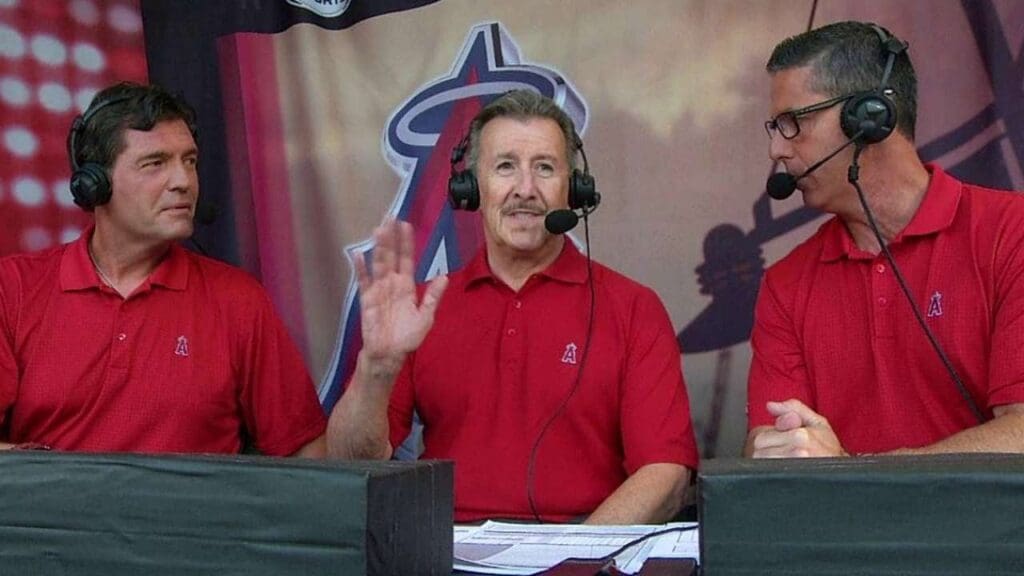 Owner Arte Moreno visits the Angels' booth