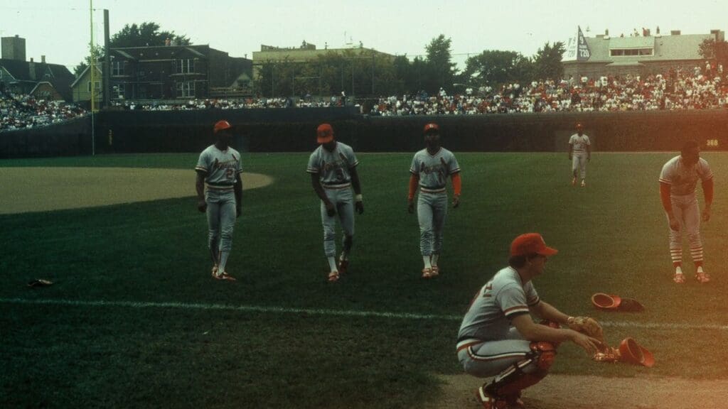 St Louis Cardinals - Vince Coleman, Willie McGee, Ozzie Smith. 1985