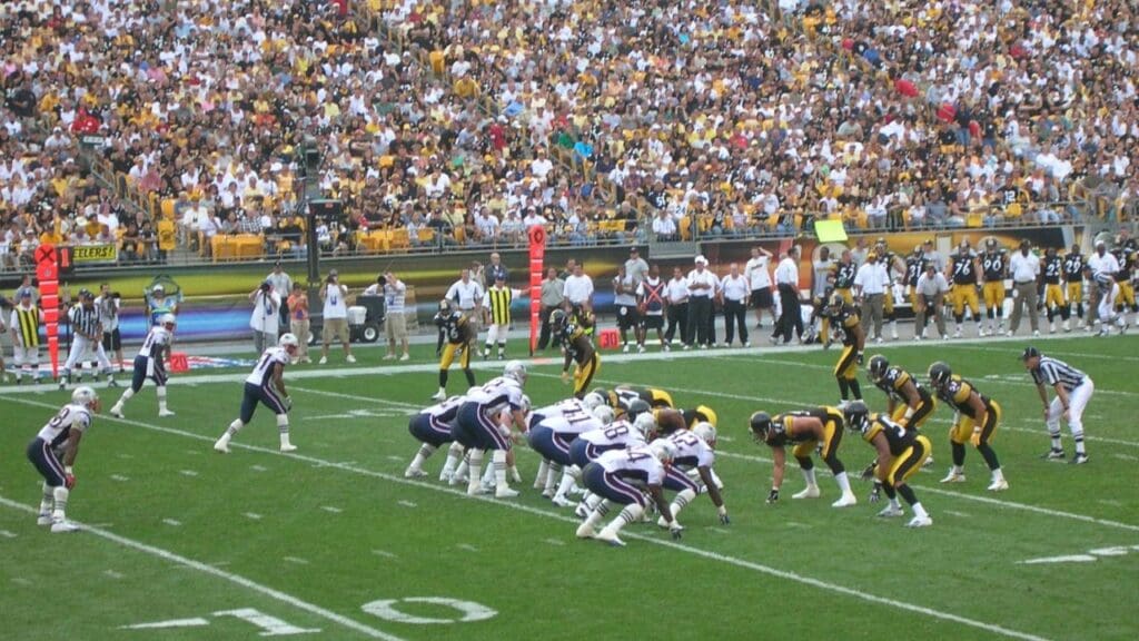 The defending champion New England Patriots playing at the eventual Super Bowl champion Steelers, September 25, 2005