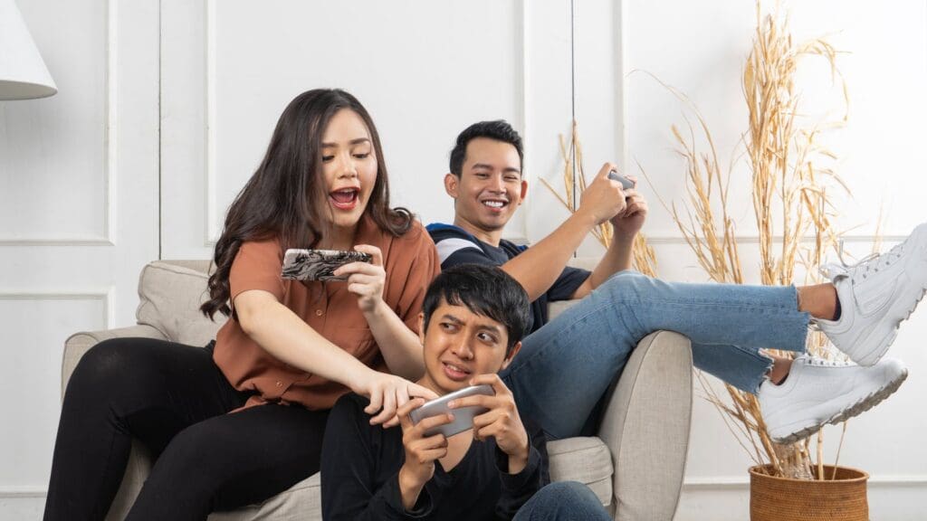 Family play video games