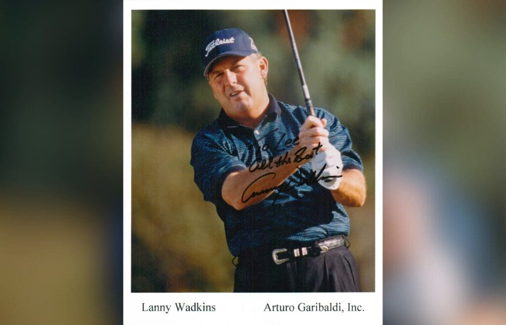 LANNY WADKINS - Professional Golfer - PGA Champion -Autograph Photo