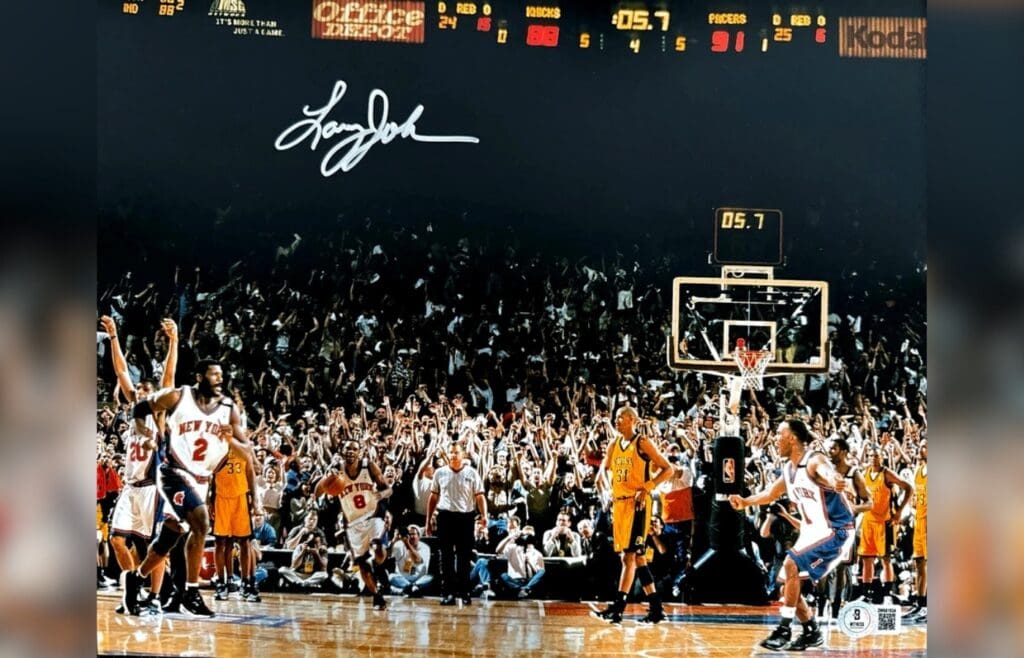 Larry Johnson Signed Auto New York Knicks Photo Beckett BAS Witness COA