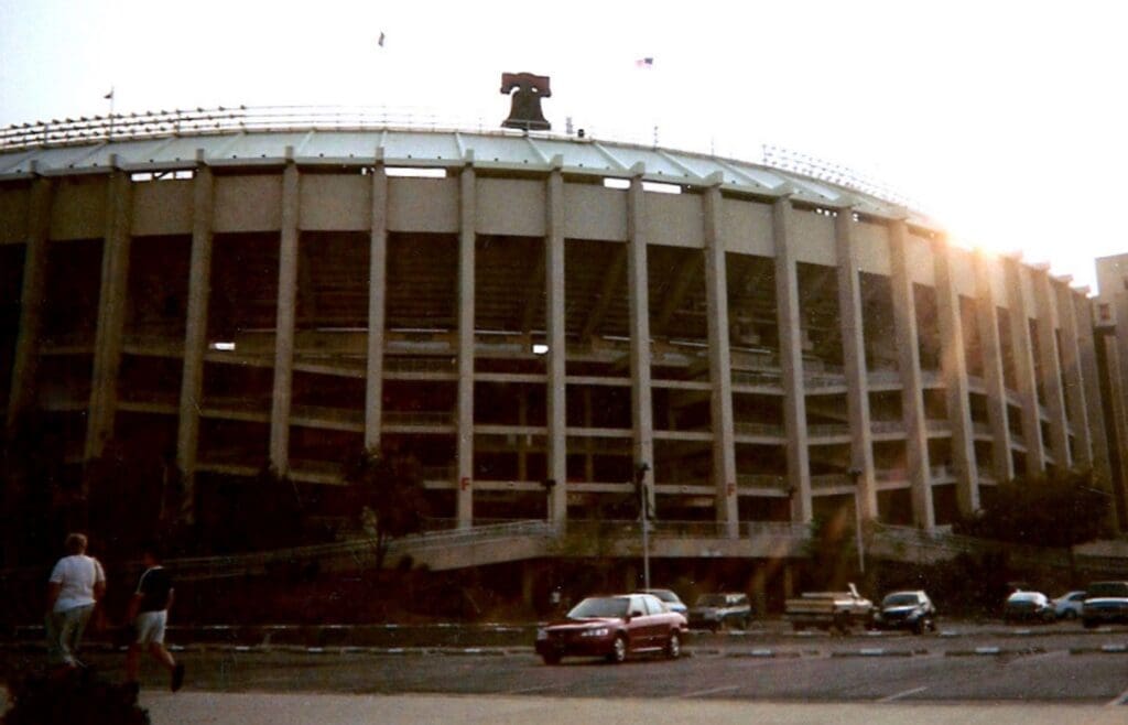 Veterans Stadium in South Philadelphia, the Eagles' home field from 1971 to 2002, which they shared with baseball's Phillies