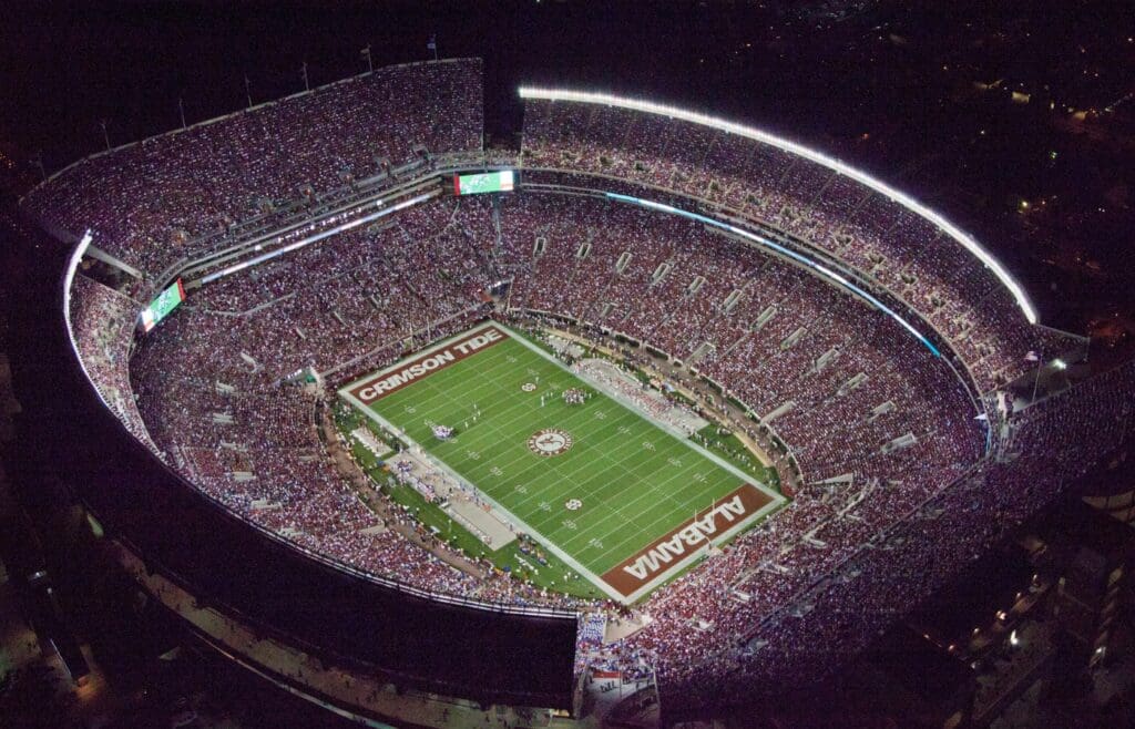 Aerial view of Bryant-Denny stadium in 2010.
