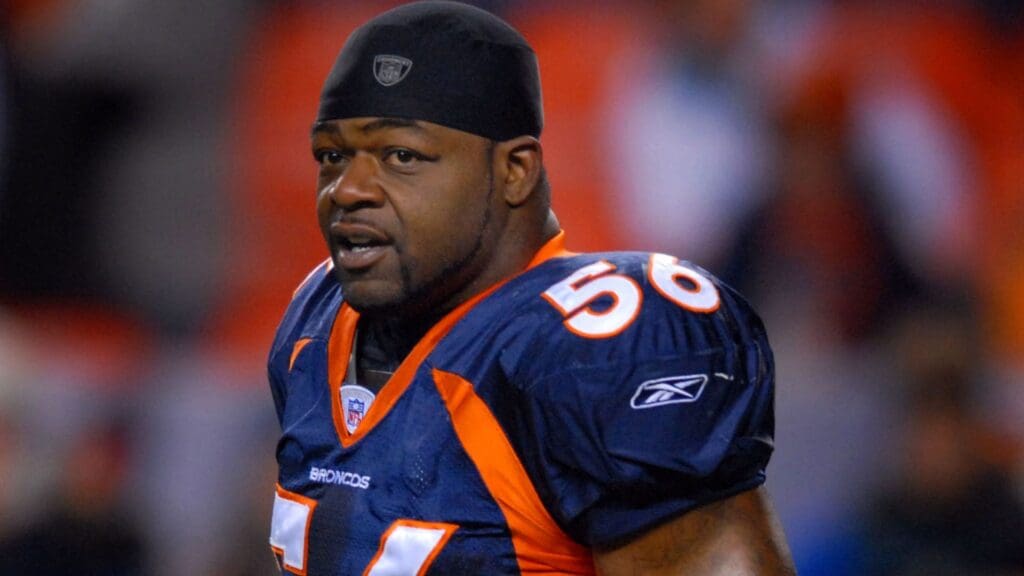 Dec. 3, 2006; Denver, CO, USA; Denver Broncos linebacker (56) Al Wilson against the Seattle Seahawks at Invesco Field at Mile High in Denver, Colorado. Seattle defeated Denver 23-20. Mandatory Credit: Mark J. Rebilas-Imagn Images © 2006 Mark J. Rebilas