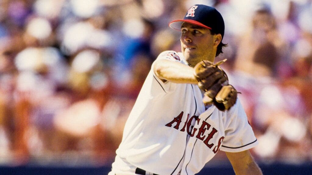 1995, Anaheim, CA, USA; FILE PHOTO; Anaheim Angels pitcher Mark Langston in action on the mound at Angels Stadium during the 1995 season.