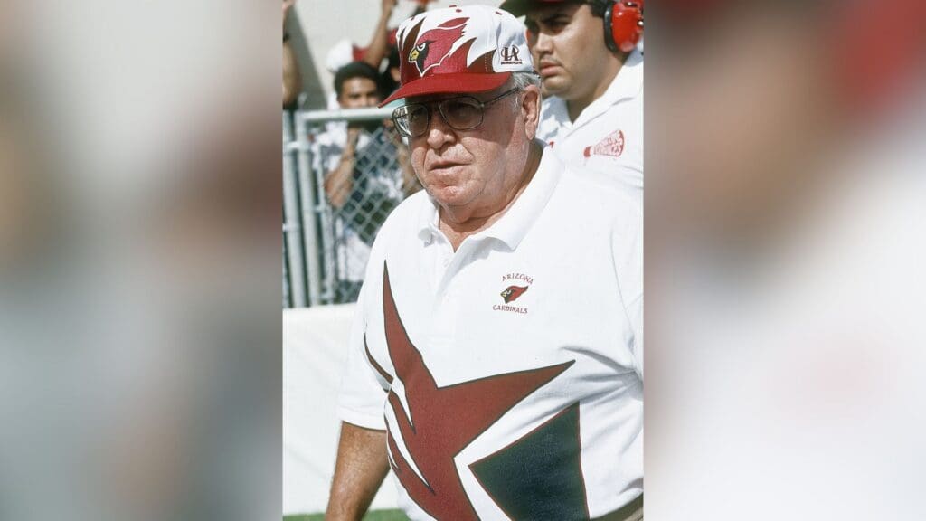 Oct 23, 1994; Tempe, AZ, USA; FILE PHOTO; Arizona Cardinals head coach Buddy Ryan on the sidelines against the Dallas Cowboys at Sun Devil Stadium.