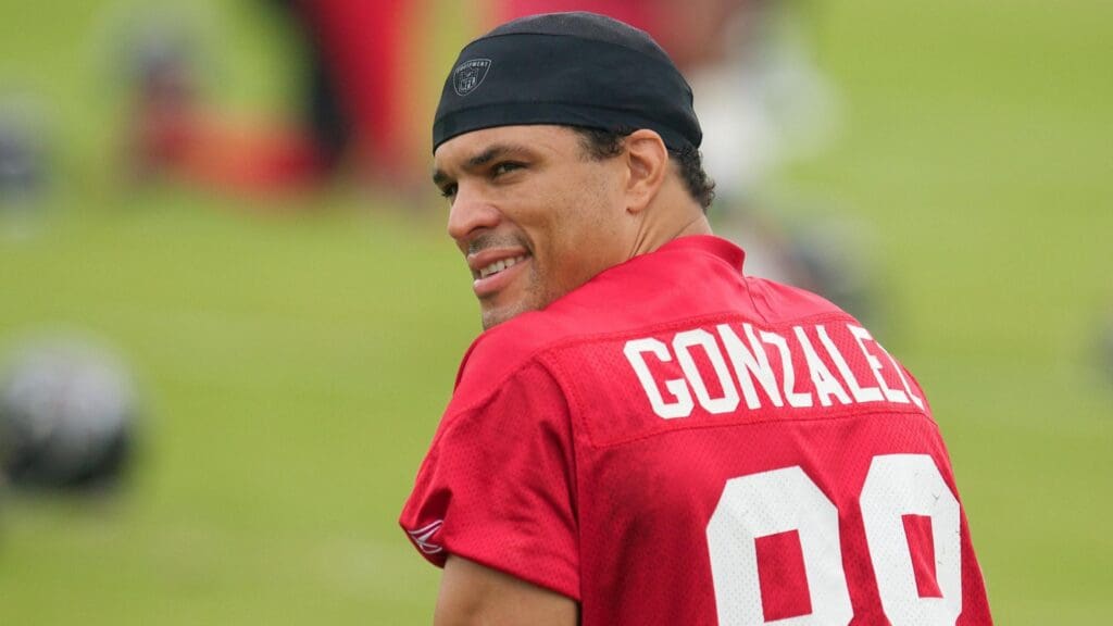 July 31, 2010; Flowery Branch, GA, USA; Atlanta Falcons tight end Tony Gonzalez (88) during training camp at the Falcons training complex.