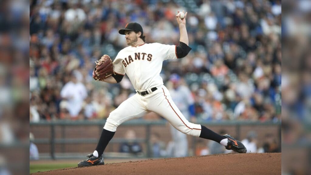 Jun 30, 2008; San Francisco, CA, USA; San Francisco Giants pitcher Barry Zito (75) delivers the pitch against the Chicago Cubs during the second inning at AT&T Park in San Francisco, CA.
