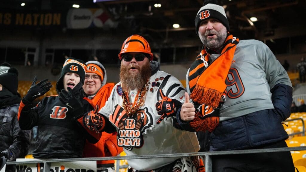 Bengals fans brave the cold to watch their team play against the Steelers at Acrisure Stadium on Saturday January 4, 2025