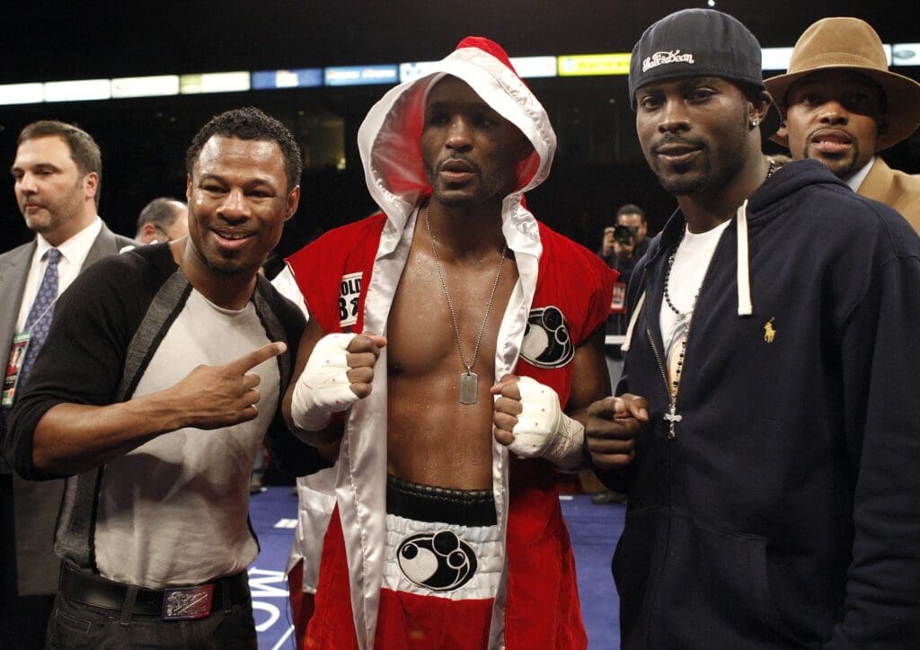 Dec 2, 2009; Philadelphia, PA, USA; Bernard Hopkins (red trunks) reacts following his 12 round bout against Enrique Ornelas at the Liacouras Center.