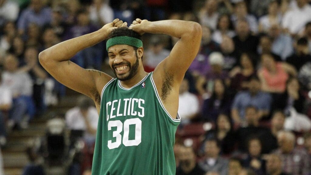 February 16, 2010; Sacramento, CA, USA; Boston Celtics forward Rasheed Wallace (30) reacts to a missed shot against the Sacramento Kings in the second half at Arco Arena. The Celtics defeated the Kings 95-92.