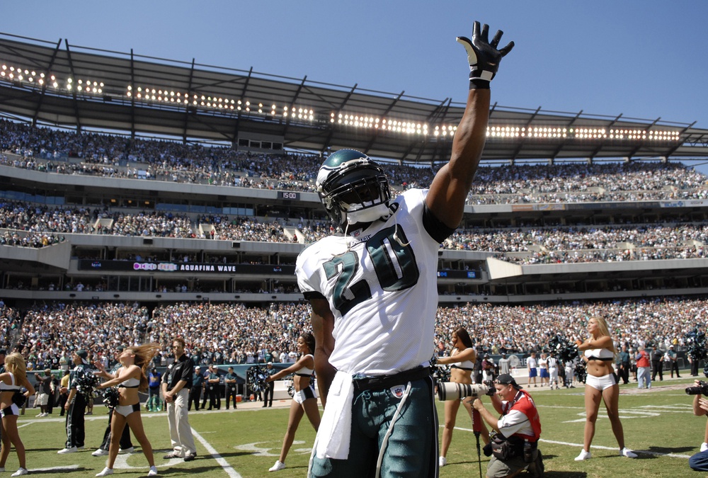 September 7, 2008; Philadelphia, PA USA; Philadelphia Eagles safety Brian Dawkins (20) during pre-game introductions against the St. Louis Rams at Lincoln Financial Field.