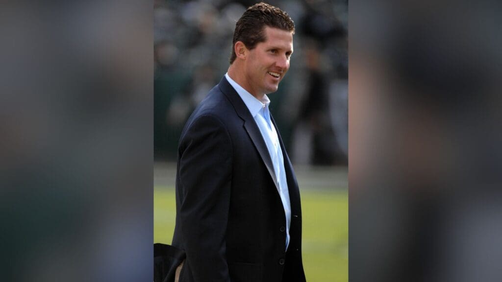 Dec 2, 2007; Oakland, CA, USA; CBS Sports color analyst Steve Beuerlein at game between Denver Broncos and Oakland Raiders at McAfee Coliseum.