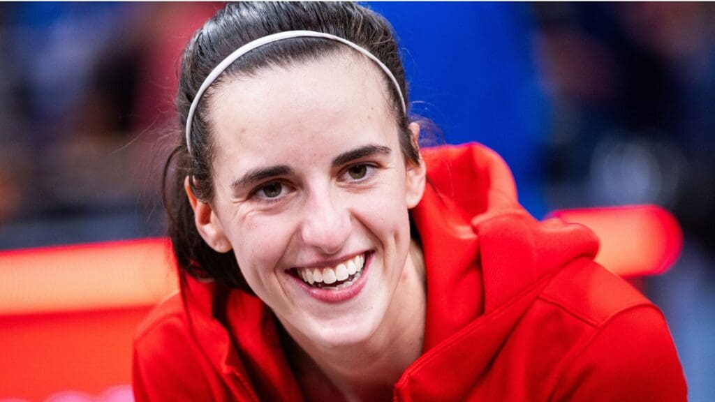 May 17, 2025; Indianapolis, Indiana, USA; Indiana Fever guard Caitlin Clark (22) after the game against the Chicago Sky at Gainbridge Fieldhouse.