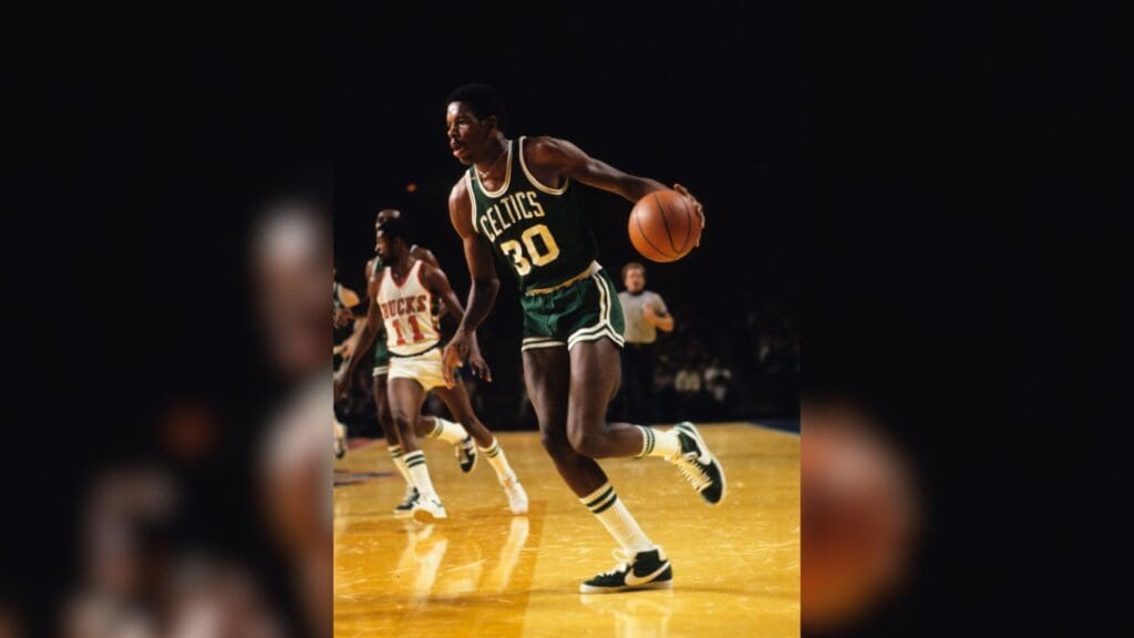 1977; USA; FILE PHOTO; Boston Celtics forward Cedric Maxwell (30) against the Milwaukee Bucks.