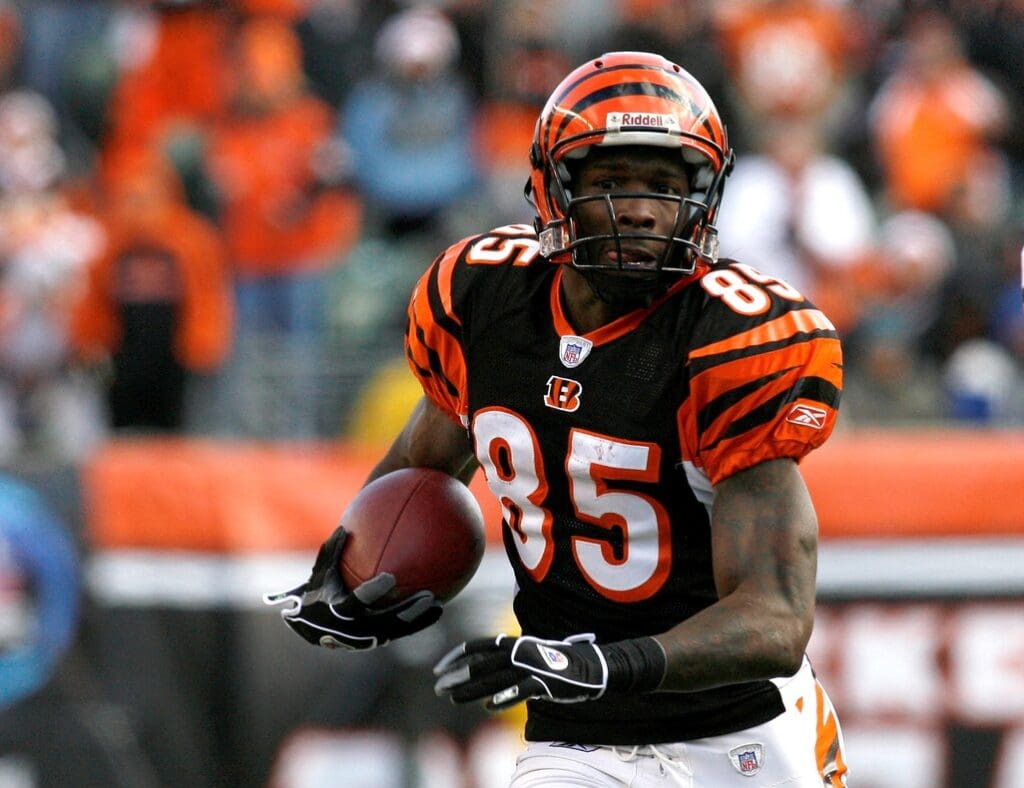 Dec 23, 2007; Cincinnati, OH, USA; Cincinnati Bengals wide receiver Chad Johnson (85) runs in the second half against the Cleveland Browns at Paul Brown Stadium.The Bengals beat the Browns 19-14.