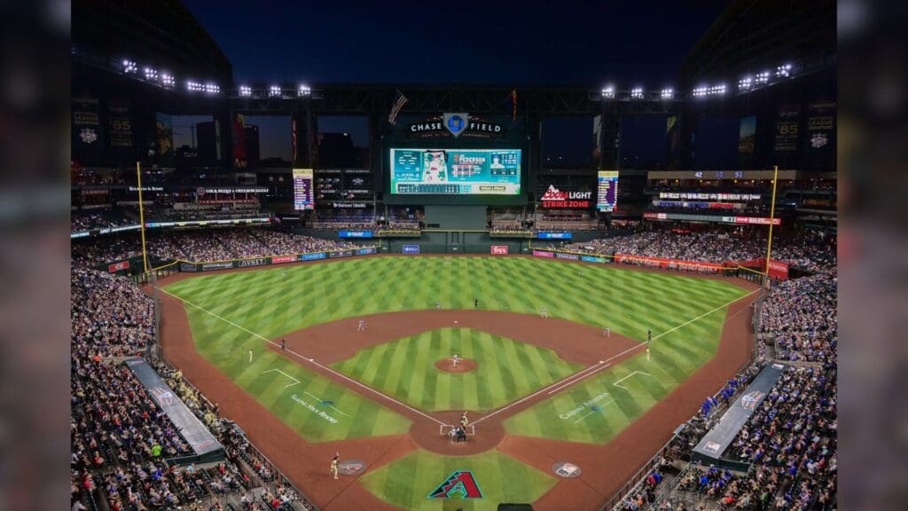 Apr 16, 2024; Phoenix, Arizona, USA; General view of Chase Field during a game between the Arizona Diamondbacks and the Chicago Cubs.