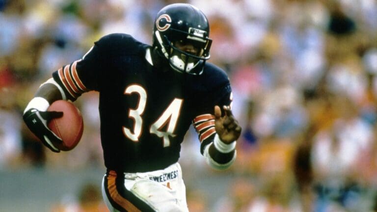 Unknown date & location, USA; FILE PHOTO; Chicago Bears running back Walter Payton (34) carries the ball during the 1987 season.