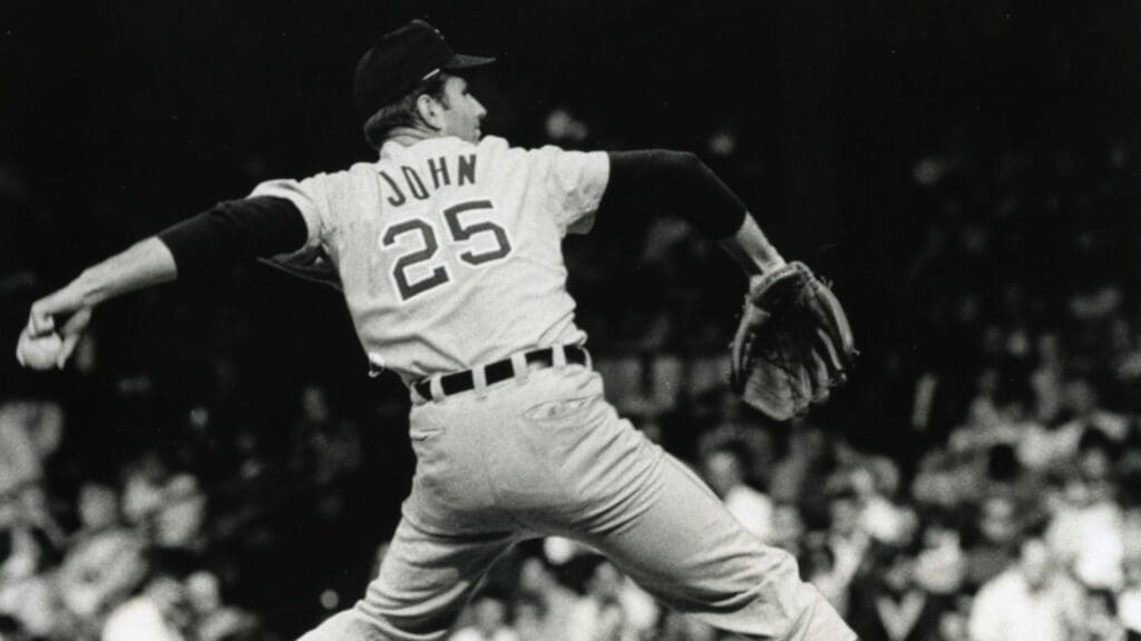 Jun 1967; Unknown location, USA; FILE PHOTO; Chicago White Sox pitcher Tommy John pitches during the 1967 season.