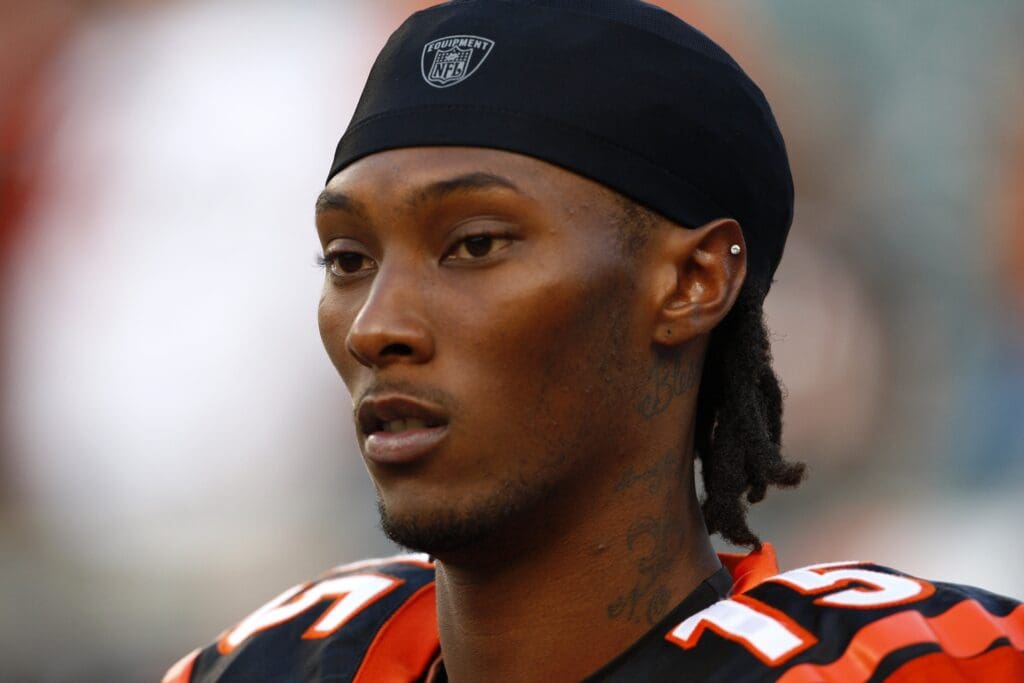 Sep 3, 2009; Cincinnati, OH, USA; Cincinnati Bengals wide receiver Chris Henry (15) warms up before the game against the Indianapolis Colts at Paul Brown Stadium.