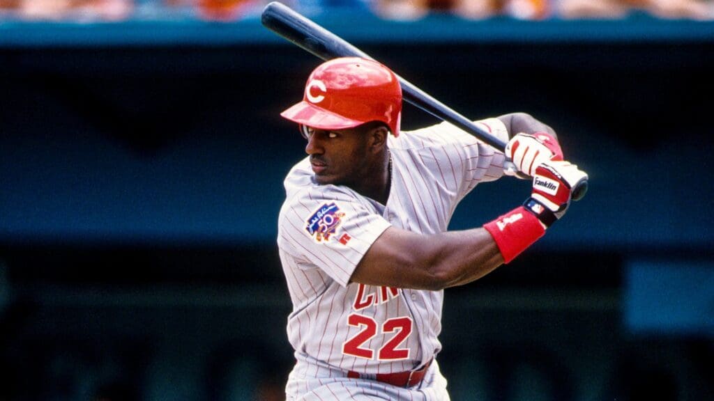1997, Miami, FL, USA; FILE PHOTO; Cincinnati Reds out fielder Ruben Sierra in action at the plate against the Florida Marlins at Dolphin Stadium during the 1997 season