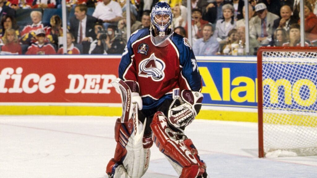June 1996; Miami, FL; USA; FILE PHOTO; Colorado Avalanche goalie Patrick Roy (33) in action during the 1996 Stanley Cup Finals against the Florida Panthers at Miami Arena
