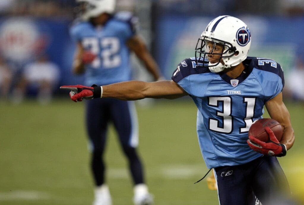 August 11, 2007; Nashville, TN, USA; Tennessee Titans corner back (31) Cortland Finnegan returns a punt into Washington Redskins territory in the first quarter at LP Field.