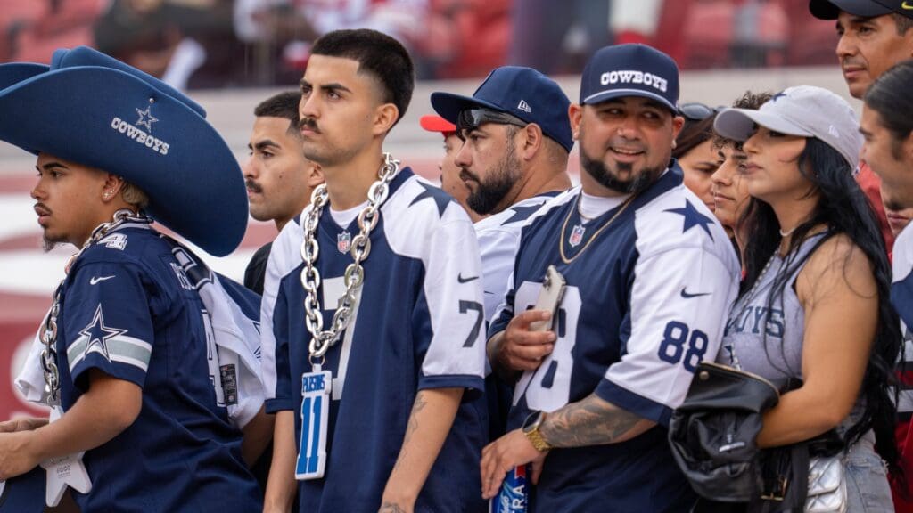 Oct 27, 2024; Santa Clara, California, USA; Dallas Cowboys fans awaiting the team to come out of the tunnel before the start of the game against the San Francisco 49ers at Levi's Stadium