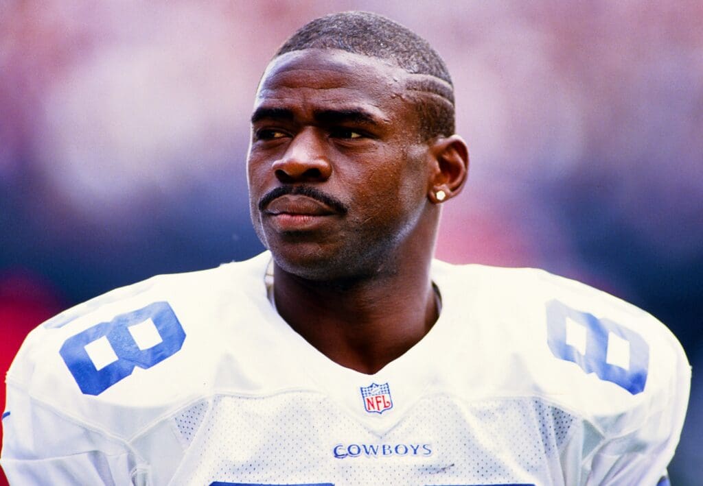 Sep 13, 1998; Denver, CO, USA; FILE PHOTO; Dallas Cowboys receiver Michael Irvin (88) on the sidelines against the Denver Broncos at Mile High Stadium. 
