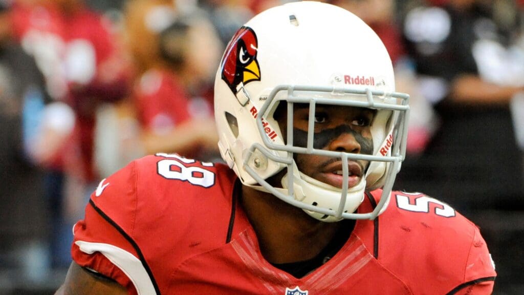 Dec 8, 2013; Phoenix, AZ, USA; Arizona Cardinals inside linebacker Daryl Washington (58) warms up before the first quarter against the St. Louis Rams at University of Phoenix Stadium. Arizona won 30-10. Mandatory Credit: Casey Sapio-Imagn Images