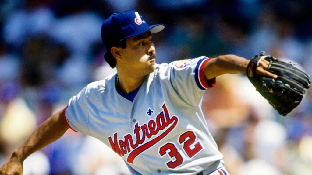 Jun 12, 1992; Chicago, IL, USA; FILE PHOTO; Montreal Expos pitcher Dennis Martinez (32) in action against the Chicago Cubs at Wrigley Field.
