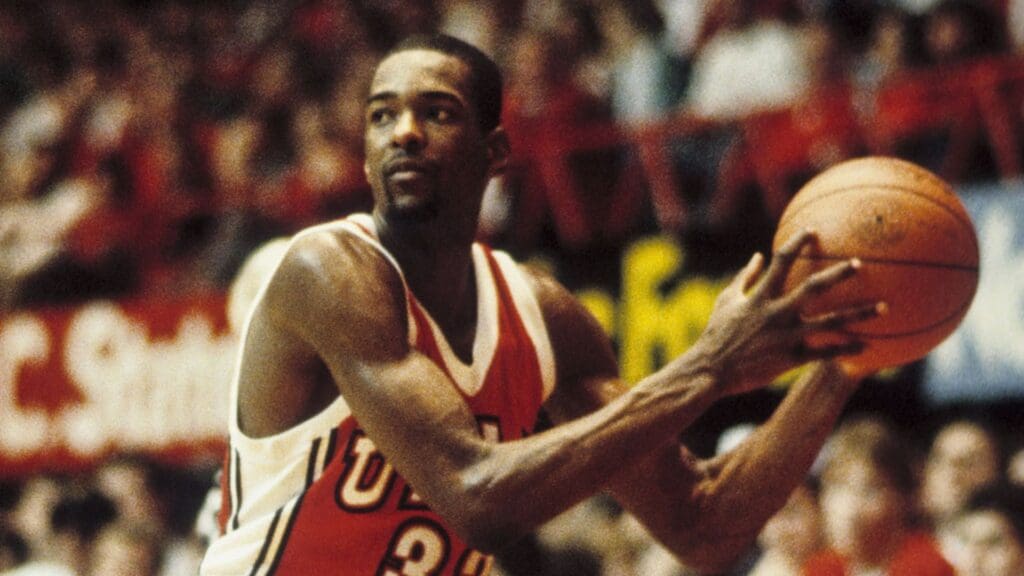 FILE PHOTO; UNLV Rebels guard Stacey Augmon (32) in action against the NC State Wolfpack at Reynolds Coliseum during the 1988-89 season.