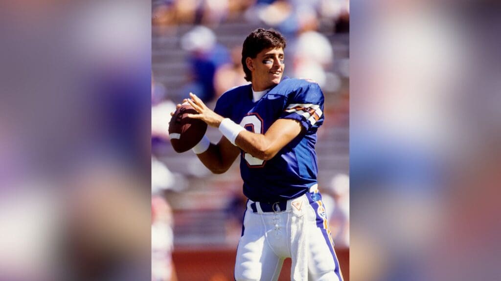 Oct 19 1991; Gainesville, FL, USA; FILE PHOTO; Florida Gators quarterback Shane Matthews (9) warming up prior to the game against the Northern Illinois Huskies at Ben Hill Griffin Stadium.