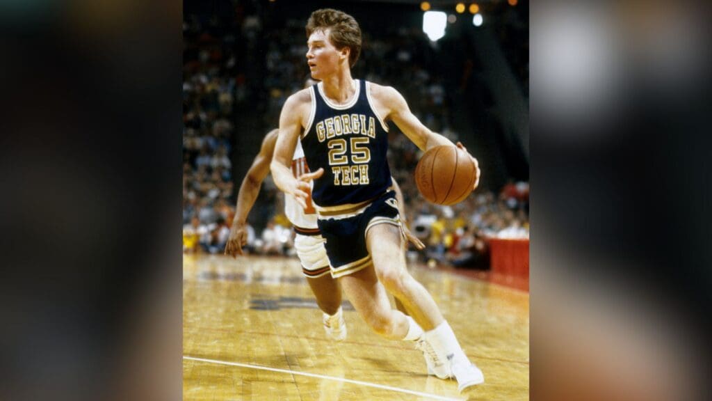Georgia Tech Yellow Jackets guard Mark Price (25) in action against the Virginia Cavaliers in the 1983 ACC Tournament at the Omni.