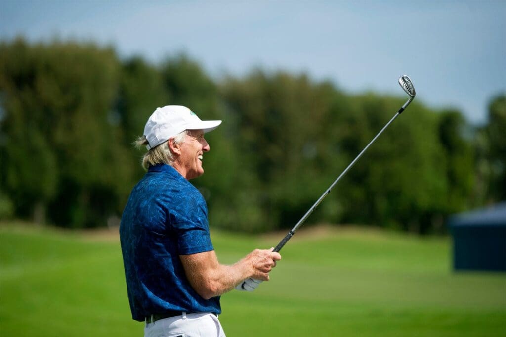 Greg Norman hosts a golf clinic for Oxbridge Academy boys and girls varsity golf teams before the Oxbridge Academy Annual Golf Classic at The Breakers in Palm Beach March 1, 2021.
Pbn 030121 Oxbridge Peep 09