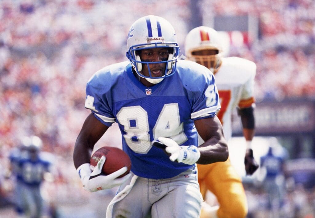 Oct 25, 1992; Tampa, FL, USA; FILE PHOTO; Detroit Lions receiver Herman Moore (84) in action against the Tampa Bay Buccaneers at Tampa Stadium.