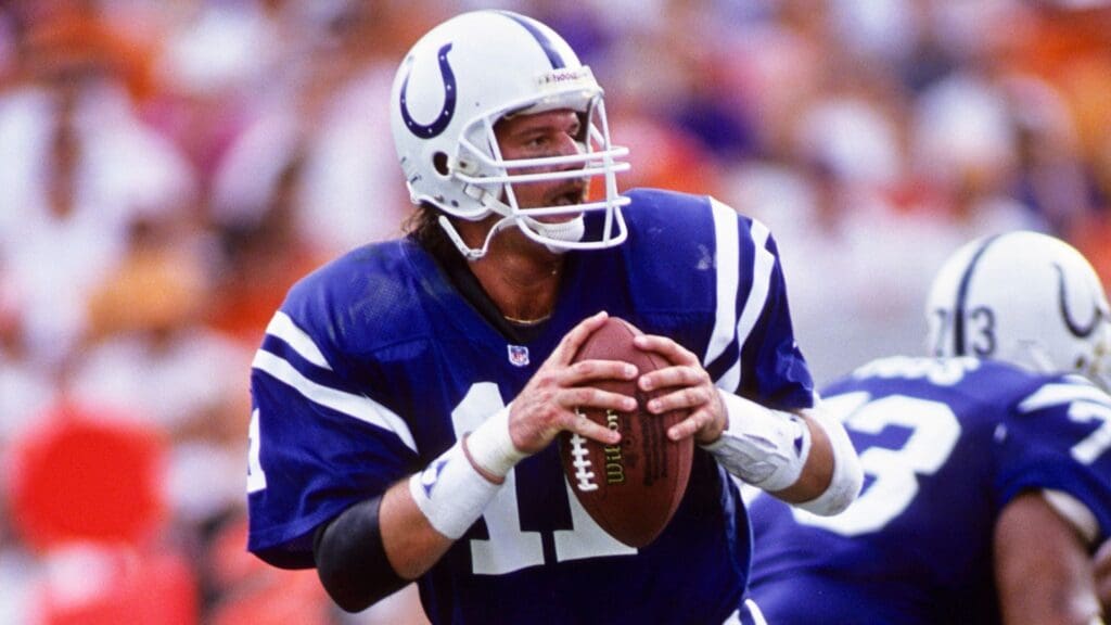 Oct 4, 1992; Tampa, FL, USA; FILE PHOTO; Indianapolis Colts quarterback Jeff George (11) in action against the Tampa Bay Buccaneers at Tampa Stadium.