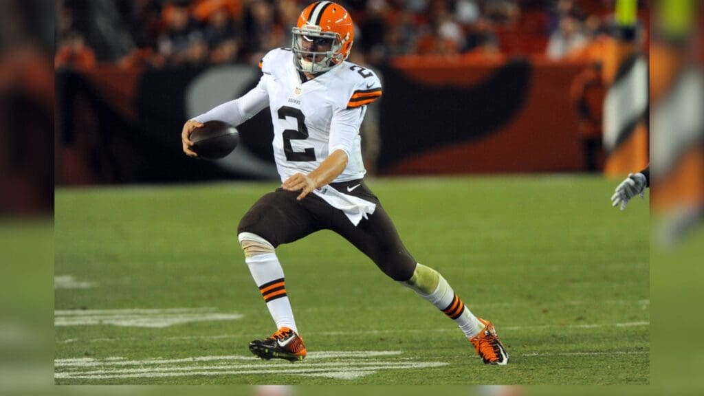 Aug 28, 2014; Cleveland, OH, USA; Cleveland Browns quarterback Johnny Manziel (2) at FirstEnergy Stadium.
