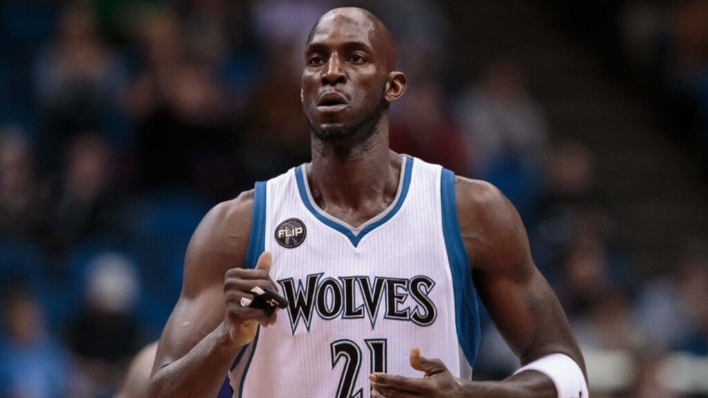 Jan 17, 2016; Minneapolis, MN, USA; Minnesota Timberwolves forward Kevin Garnett (21) before the game against the Phoenix Suns at Target Center. Mandatory Credit: Brad Rempel-Imagn Images