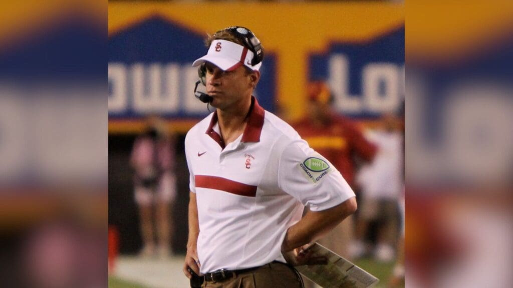 Lane Kiffin with the USC Trojans in 2011