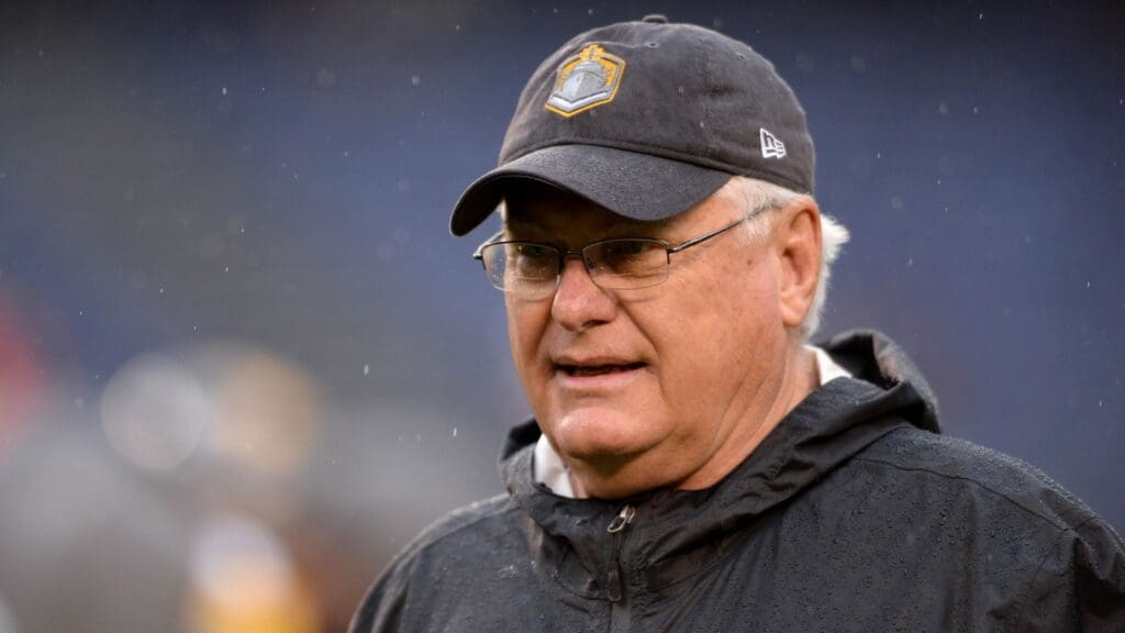 Feb 17, 2019; San Diego, CA, USA; San Diego Fleet head coach Mike Martz looks on before the game against the Atlanta Legends at SDCCU Stadium.