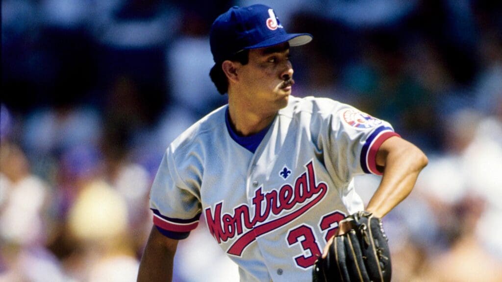 Jun 12, 1992; Chicago, IL, USA; FILE PHOTO; Montreal Expos pitcher Dennis Martinez (32) in action against the Chicago Cubs at Wrigley Field