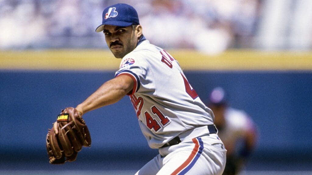 Unknown date 1997; Atlanta, GA, USA; FILE PHOTO; Montreal Expos pitcher Ugueth Urbina (41) delivers a pitch against the Atlanta Braves at Turner Field.