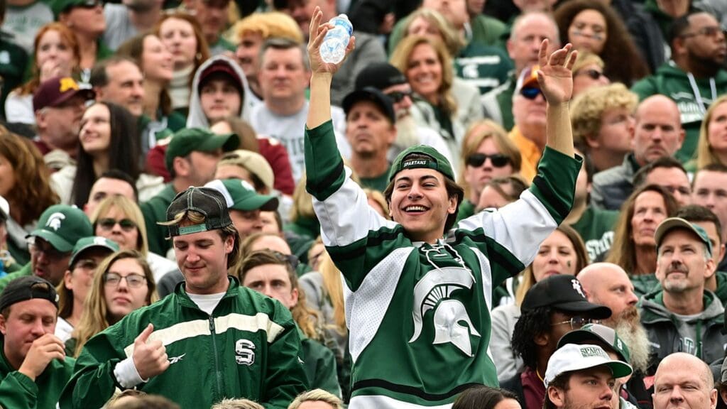 Sep 24, 2022; East Lansing, Michigan, USA; Michigan State Spartans fans cheer in the second quarter at Spartan Stadium